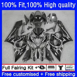 OEM Motorcykelkropp för SUZUKI GSXR 1000 CC 1000CC Bodywork 26No.159 K5 GSXR1000 05 06 GSXR-1000 2005-2006 GSX-R1000 2005 2006 Grå Flammor Injektionsgjorda