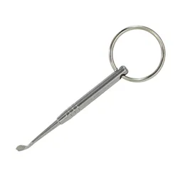 Fumar cera de cinzeladeira ferramenta de aço inoxidável multifuncional prego keychain keychain debber dab colher acessório tubulação de vidro atacado