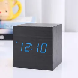 Nowa Kwalifikowana Drewniana Drewniana LED Budzik Drewno Retro Glow Clock Decor Desktopniowy Dekorować Desk Funkcja Desk 2021