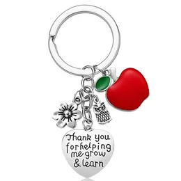 Uppdatera lärare tack hjärtnyckelring uggla blommor charm rostfritt stål nyckelringhållare väska hänger kvinnor män lärare'day mode smycken vilja och sandig