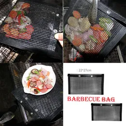 Strumenti Accessori BBQ Grill Mesh Bag Antiaderente Barbecue riutilizzabile Griglia Web Mat Cooking