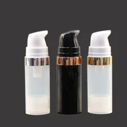 Tom 10 ml Airless Pump Flaskor Lotion Clear Plastic Vakuumflaska För Kosmetika Med Silver Guld Ring Kosmetisk Förpackning Tube