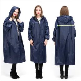 Women's Raincoats Womens Sleeved Coat Long Adult Male And Female Navy Color Oxford Cloth Bicycle Electric Car Raincoat