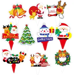 Andere feestelijke feestartikelen Kerstboom Santa Claus Cake Decorating Decoraties Xmas Cupcake Topper Papieren Toppers