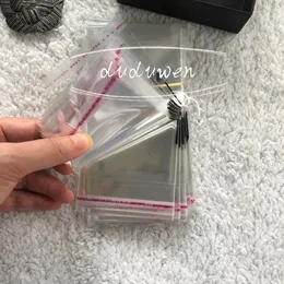 （100pcs/lot）ギフトラップOpp opp transparecyダストバッグ印刷2c梱包宝石用の自己接着プラスチック、ヘアリップヘアロープストレージケースサイズオプション