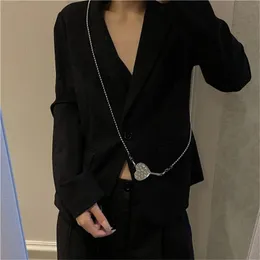 Belts Fashion Women Metal Beads Oblique Shoulder Strap Love-Shape Shirt Suit Belt Body Chain Rhinestone Waist