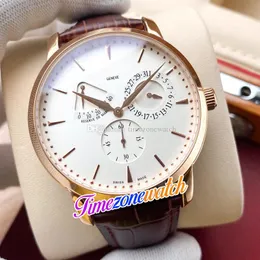 43mm Traditionnelle 83020 / 000R Automatic Mens Watch Reserve Power Reserve 83020 Data Rose Gold Case Brązowy Skórzany Pasek Zegarki TimeZoneWatch E150