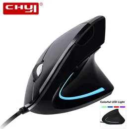 CHYI Ergonomic Vertical Wired Colorful LED Light 3200DPI Optical Computer Gaming With Mouse Pad Gamer