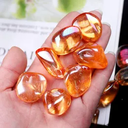 Decorative Objects & Figurines 50/100g Orange Color Natural Clear Quartz Electroplating Potted Decoration Energy Healing Reiki Large Size St