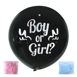 1pc 36inch pojke eller flicka ballong svart latex ballong med konfetti kön avslöja globos baby shower kön avslöja party dekoration