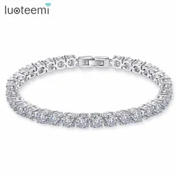 Luoteemi Classic 5mm Round Aaa Clear Cubic Zirconia Tennis Bracelet for Women Fashion White Gold Color Bangle Bracelet Jewelry Q0719