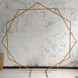 Party Decoration Double Hexagon Bröllop Arch Props Iron Specialformad Stativ Utomhus Bakgrundsbilder Stage Flower Shelf1