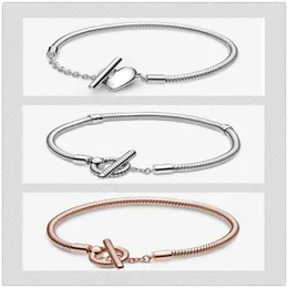 925 Sterling Silver Armband Xingyue Kärlek Knapp Perforerad Snake Chain Ladies Lämplig för Pandora Fashion Smycken Gift