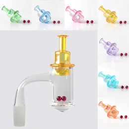 Two Styles full weld Smoking Beveled Edge Faceted Quartz Banger 25mmOD Seamless Diamond Bottom Nails Colored UFO Style Caps And Marble For Glass Water Bongs Dab Rigs