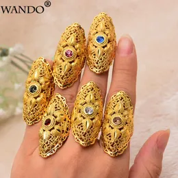 Klusterringar Wando Etiopiska Big Multicolor Gold Color for Women Trendy African Arab Ring Middle East Jewelry Charm Party Wedding Present