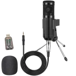 BM 800 kondensormikrofon kit för dator med USB-ljudkort och BM-800 MIC Tripod Stand BM800 för Karaoke Studio YouTube PC