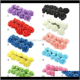 Dekorativa kransar Festliga partier Garden50PCS 7 / 8cm 8cm Artificial Pe Foam Big Rose Flowers Bridal Bridesmaid Bouquet Wedding Home