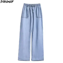 DIMANAF Plus Größe Frauen Jeans Hosen Hohe Taille Denim Harem Weibliche Elastische Breite Bein Gürtel Blaue Hose Übergröße S-5XL 210809