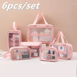 Borse portaoggetti 6 pezzi 3 pezzi/set borsa da bagno da donna organizer da toilette da viaggio impermeabile in PVC cosmetico portatile trucco trasparente