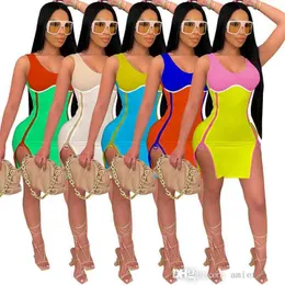 Casual Women Dresses Summer Fashion Women's Digital Printing Breast Wrapped Double Zipper Sleeveless Split Buttock Dress A01