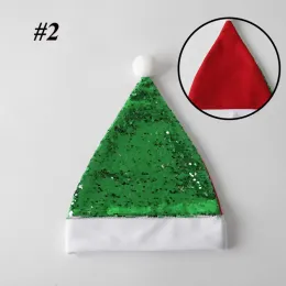 Sublimation Christmas Santa Hat Red Sequin Santa Hat for Christmas Party Ornaments Color Changing hats Adult Caps Festival