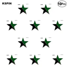 Yeşil-Siyah Yıldız Yaka Pin Bayrak Rozeti Broş Pins Rozetleri 10 adet Bir Lot