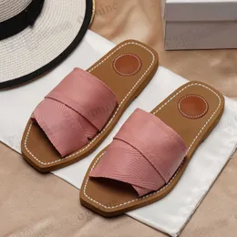 Branded Woman Woody Mules flat canvas Webbing Slipper Designer Lady Womens Lettering Fabric Leather mule platform Sole Slide Sandal Casual Slides Slippers 35-42