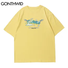 Gonthwid Manga Curta Tees Camisa Verão Homens Streetwear Hip Hop Creativity Creativity Impressão camisetas Algodão Casual Solto Harajuku Tops 210706