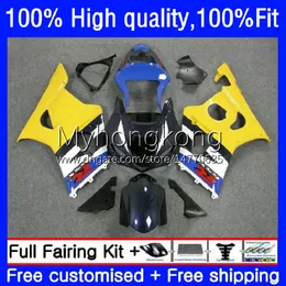 Bodys Blue Yellow Inpression Mögel för Suzuki GSX-R1000 K3 GSXR1000 03 04 Bodywork 25No.75 GSXR 1000 CC 1000CC 2003-2004 GSXR1000CC GSXR-1000 2003 2004 OEM FAIENCES