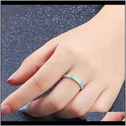Jewelryexquisite White / Blue Fire Opal Ring Simple Wedding Engagement For Man Woman Fashion Gift Rings Drop Delivery 2021 Pem3O