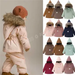 ENKELIBB-Matte Kinder Winterjacke-Mäntel mit Pelzjungen und Mädchen Mode Marke Designer Kleinkind Halten Sie den warmen Mantelstern 211027
