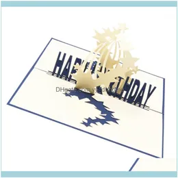 Event Festive Party Supplies Home & Garden2Pcs 3D Binhday Greeting Cards Handcraft Paper Sculpture Stars Birthday Gifts (Blue)1 Drop Deliver