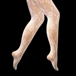 Lolita Socks Holled Out Lace Mesh Strumpor Bottom BottyHose Japanska Retro Floral Rattan Vit Strumpor Klassiska Tights 8st