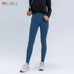 WYPLOSZ Seksi Ince Yoga Pantolon Yüksek Yumruk Tayt Spor Kadın Spor Tayt Cep ile Koşmak Nefes Spor Giyim