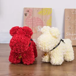 2019 Valentines Presente Flor Artificial PE Rose Dog de Lucky para Amantes Namorada Presente Rose Cachorro PE Flor para casa com caixa de presente