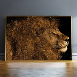 大型サイズの抽象的なライオンズキャンバス絵画上の壁のアートポスターとプリントライオンヘッドモダンアート写真ホームウォールデコレーション