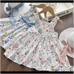 Dresses Baby Clothing Baby Kids Maternity Drop Dostawa 2021 Dziewczyny niemowląt Bawełna Wiosna i Lato Drukowana Sukienka Sukienka Z Kapeluszu Kid Tkaniny