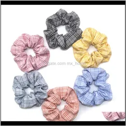 Fashion Women Girl Scrunchy Ring Elastic Rope Bands Plaid Stripe Large Intestine Sports Dance Scrunchie Hairband Jlfkv Accessories V0I3E