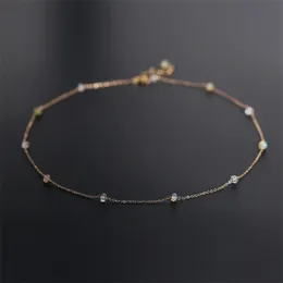 Gypsophila Aquamarine Ожерелье Женские драгоценные камни Подлинная Желтая 14K Крышка Золотой Цвет Сокровище Клюцица Цепи Кулон Shihe 220214