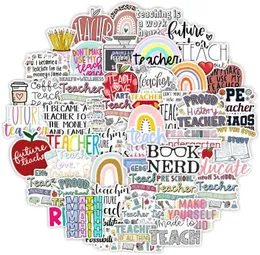 50pcs-Pack Teacher Lär kärlek att säga vinylklistermärke Vattentäta klistermärken för vattenflaska Laptop Planner Scrapbook Telefon Garderob Väggstötfångare Bagage Notebook Decal