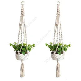 Växthängare macrame rep krukor hållare rep vägg hängande planter hängande korg växthållare inomhus blomkruka korg lyfta daw26