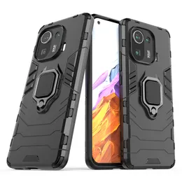 Ringhållare Kickstand Case Case Armor Robust Dubbelskikt för Xiaomi 11 Lite 11 Pro RedMi Not 10 4G 5G 50PC / Lot