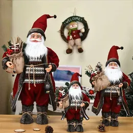 2022 Year Big Santa Claus Doll Children Xmas Gift Christmas Tree Decorations for Home Wedding Party Supplies 30/45/60cm 1pcs 211104