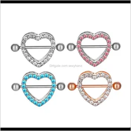 Navel & Bell Button Rings Delivery 2021 D0985 5 Colors Nice Heart Style Nipple Ring 20 Pcs Pink Color Stone Drop Piercing Body Jewelry