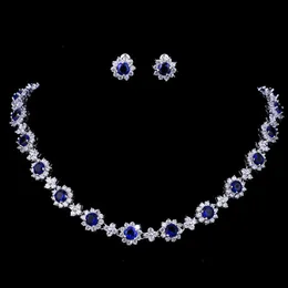 Luxury Cubic Zircon Crystal Jewelry Sets Necklace Earrings For Women Bridal Wedding Party Wedding Accessories H1022