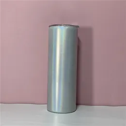 Lokalt lager 20oz glitter rak sublimering tumbler med halmvärmeöverföring koppar dubbelisolerade rostfritt stål vattenflaskor A12