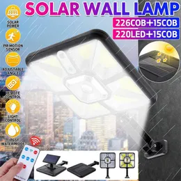 Sollampor 2400W 2000W Ljus IP65 Vattentät Rörelsesensor Trädgårdsvägg Utomhus Inomhus Street Smart Lampa Med Fjärrkontroll