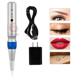 Trådlös Permanent MicroBlading Tattoo Needles Pen Makeup Machine EyeBrows Eyeliner Lips Tattoo Machine med 10st 1R Patron