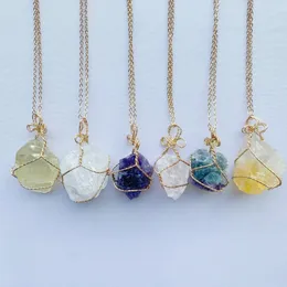 Natural Crystal Quartz Healing Point Chakra Bead Gemstone Necklaces Women Men Pendant Original Stone Jewelry