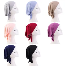 Muslimska pre-tie headscarf turban kvinnor india huvud wrap hattar huvud täcka hår förlust halsduk bandana huvudbevakning kemo mössa kepsar